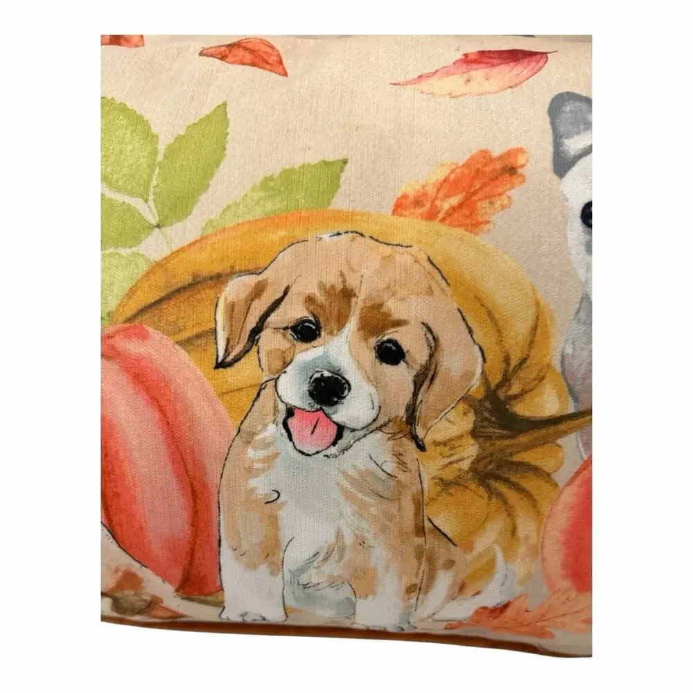 Pillows Corgi Fr Bulldog,Puppy Fall Pumpkins Leaves 12